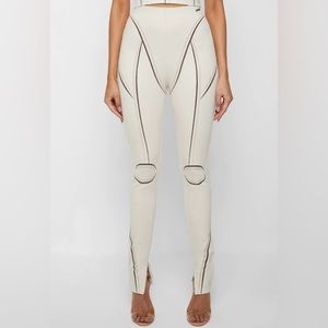 MANIERE DE VOIR Sketch High Waisted Bandage Leggings w/ TAG! Beige - Size 8
